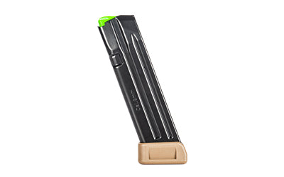 Mec-Gar USA, Magazine with Extension, 9MM, 20 Rounds, Fits GLOCK 17, Anti-Friction Coating, Black, Flat Dark Earth Extension