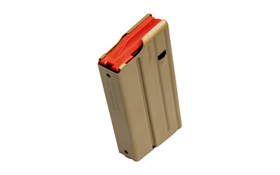 DURAMAG, DuraMag SS, Magazine, 308 Winchester/6.8X51, 20 Rounds, Fits SR25/DPMS Pattern AR10 Rifles, Orange AGF Follower, Stainless Steel, Flat Dark Earth