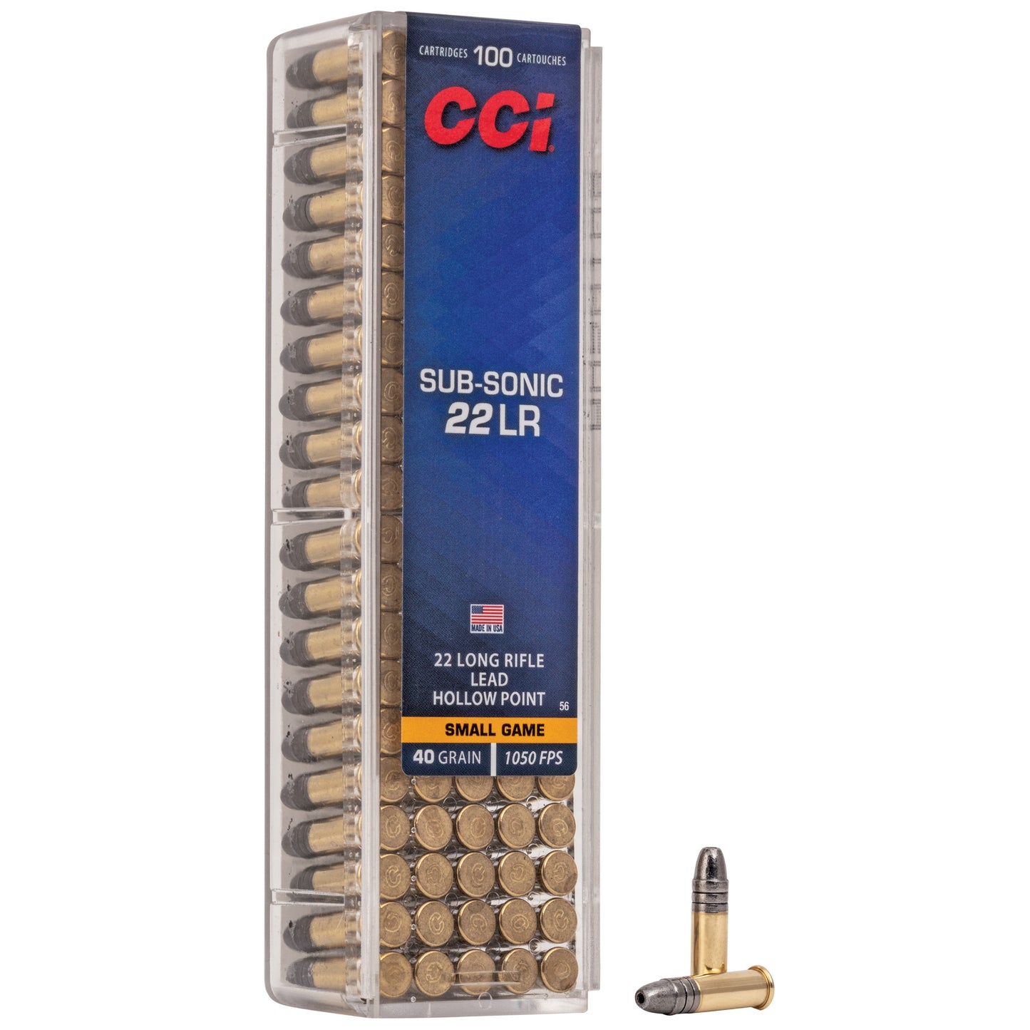 CCI Ammunition, Subsonic, 22LR, 40 Grain, Lead Hollow Point, 100 Round Box